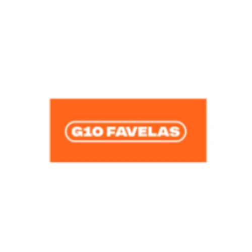Retângulo alaranjado com escrito em branco G10 Favelas.